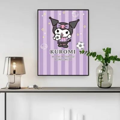 Kuromi Purple Stripes Patterns Wall Art
