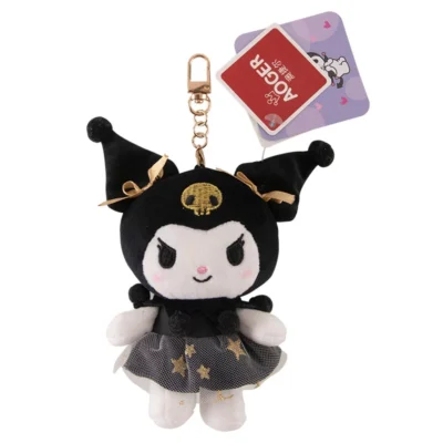 Sanrio Black Gold Kuromi Cartoon Plush Keychains