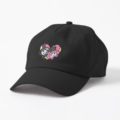 Kawaii Pink And Black Cartoon Rabbit Heart Cap
