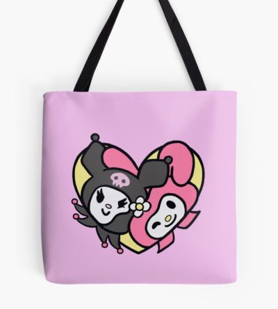 Kawaii Pink And Black Cartoon Rabbit Heart Tote Bag