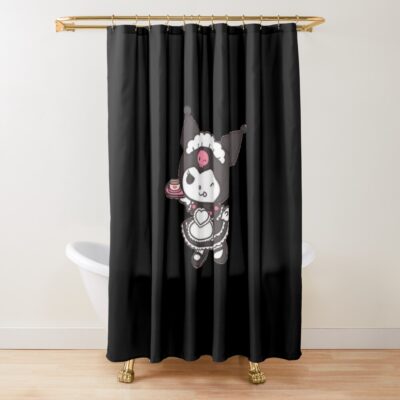 Gothic Kawaii Kuromi Adorable And Rebellious Design Shower Curtain