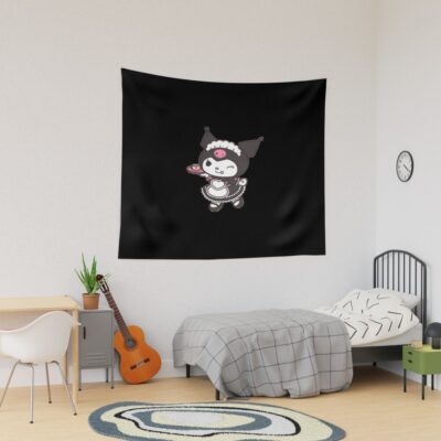 Gothic Kawaii Kuromi Adorable And Rebellious Design Tapestry