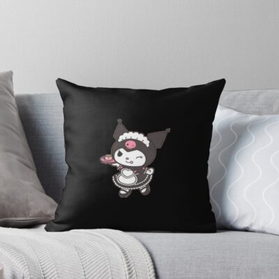 Gothic Kawaii Kuromi Adorable And Rebellious Design Throw Pillow